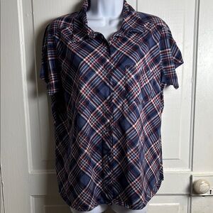 Kristin Nicole Plaid Short Sleeve Button-Up Shirt Size 2X
